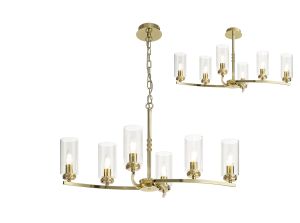 Ginamuro Rectangular Pendant/Semi Flush, 6 x E14, Polished Gold