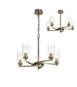 Ginamuro 54cm Pendant/Semi Flush, 5 x E14, Antique Brass