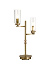 Ginamuro Table Lamp, 2 x E14, Antique Brass