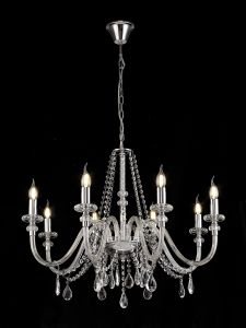 Giovani Chandelier Pendant, 8 Light E14, Polished Chrome/Clear Glass/Crystal, (ITEM REQUIRES CONSTRUCTION/CONNECTION)