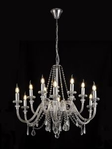 Giovani Chandelier Pendant, 12 Light E14, Polished Chrome/Clear Glass/Crystal, (ITEM REQUIRES CONSTRUCTION/CONNECTION)