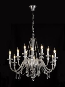 Giovani 81cm Chandelier Pendant, 12 Light E14, Polished Chrome/Clear Glass/Crystal, (ITEM REQUIRES CONSTRUCTION/CONNECTION)