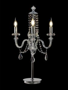 Giovani Crystal Table Lamp, 3 Light E14, Polished Chrome & Clear Glass, (ITEM REQUIRES CONSTRUCTION & CONNECTION)