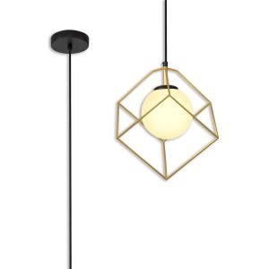 Giovanni 28cm Single Pendant, 1 Light Adjustable E14, Matt Black/Painted Gold