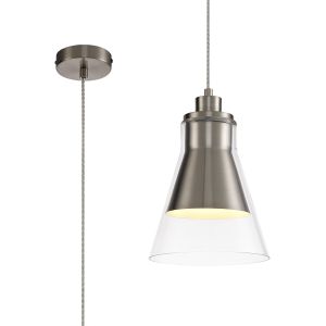 Giovanny 20cm Pendant, 1 x E27, Satin Nickel/Clear Glass