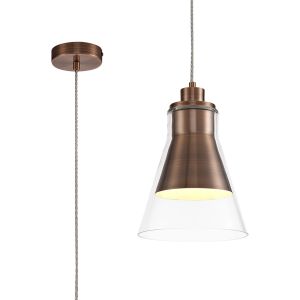 Giovanny Pendant, 1 x E27, Antique Copper/Clear Glass