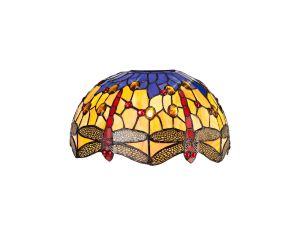 Girolamo Tiffany 30cm Non-electric Shade Suitable For Pendant/Ceiling/Table Lamp, Blue/Orange/Crystal. Suitable For E27 or B22 Pendants
