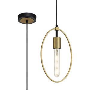 Gitano Single Small Circle Pendant, 1 Light E27, Sand Gold/Matt Black