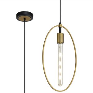 Gitano Single Large Circle Pendant, 1 Light E27, Sand Gold/Matt Black