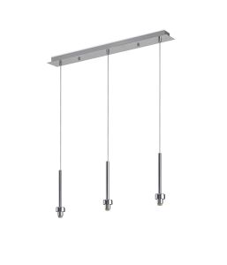 Giuseppe Polished Chrome 3 Light G9 Universal 2m Drop Linear Pendant (FRAME ONLY), For A Vast Range Of Glass Shades