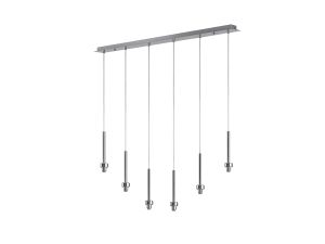 Giuseppe Polished Chrome 6 Light G9 Universal 2m Drop Linear Pendant (FRAME ONLY), For A Vast Range Of Glass Shades