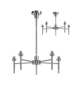 Giuseppe 50cm Polished Chrome 5 Light G9 Universal Telescopic/Semi Flush (FRAME ONLY), For A Vast Range Of Glass Shades