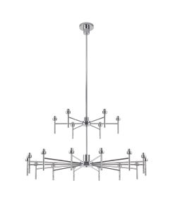 Giuseppe Polished Chrome 20 Light G9 Universal 2-Tier Light, Suitable For A Vast Selection Of Glass Shades