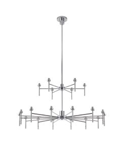 Giuseppe 105cm Polished Chrome 20 Light G9 Universal Telescopic 2-Tier (FRAME ONLY), For A Vast Range Of Glass Shades