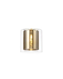 Giuseppe 14x14cm Medium Cylinder Clear Outer And Gold Inner (H) Glass Shade