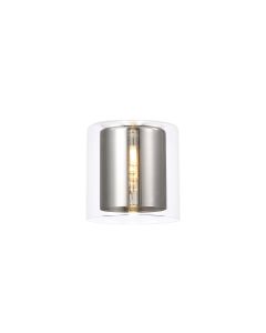 Giuseppe 14x14cm Medium Cylinder Clear Outer And Chrome Inner (H) Glass Shade
