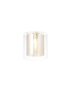 Giuseppe 140x140mm Medium Cylinder Clear Outer And Cognac Inner (H) Glass Shade