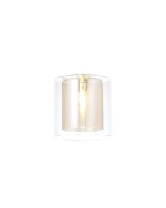 Giuseppe 14x14cm Medium Cylinder Clear Outer And Cognac Inner (H) Glass Shade