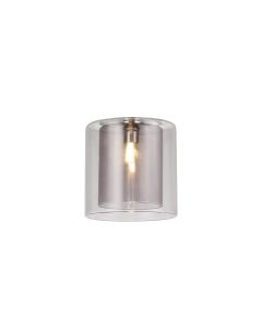 Giuseppe 140x140mm Medium Cylinder Clear Outer And Smoke Inner (H) Glass Shade