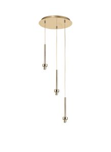 Giuseppe 30cm French Gold 3 Light G9 Universal 2m Drop Round Multiple Pendant (FRAME ONLY), For A Vast Range Of Glass Shades