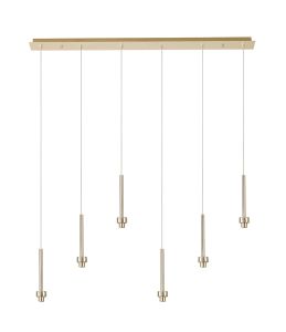 Giuseppe French Gold 6 Light G9 Universal 2m Drop Linear Pendant (FRAME ONLY), For A Vast Range Of Glass Shades