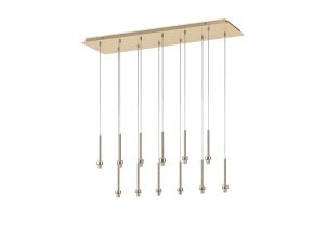 Giuseppe French Gold 12 Light G9 Universal 2m Drop Linear Pendant (FRAME ONLY), For A Vast Range Of Glass Shades
