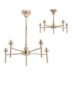 Giuseppe 50cm French Gold 5 Light G9 Universal Telescopic/Semi Flush (FRAME ONLY), For A Vast Range Of Glass Shades