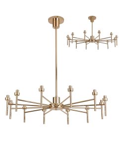 Giuseppe 85cm French Gold 12 Light G9 Universal Telescopic/Semi Flush (FRAME ONLY), For A Vast Range Of Glass Shades