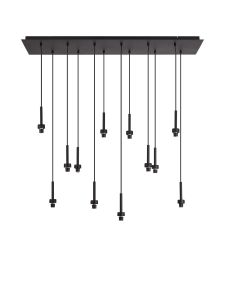 Giuseppe Satin Black 12 Light G9 Universal 2m Drop Linear Pendant (FRAME ONLY), For A Vast Range Of Glass Shades