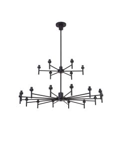 Giuseppe 105cm Satin Black 20 Light G9 Universal Telescopic 2-Tier (FRAME ONLY), For A Vast Range Of Glass Shades