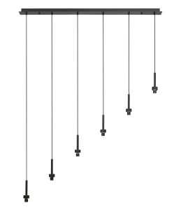 Giuseppe Satin Black 6 Light G9 Universal 2m Drop Linear Pendant (FRAME ONLY), For A Vast Range Of Glass Shades