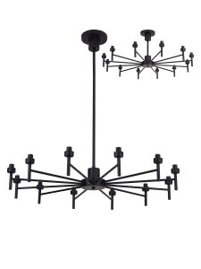 Giuseppe 85cm Satin Black 12 Light G9 Universal Telescopic/Semi Flush (FRAME ONLY), For A Vast Range Of Glass Shades