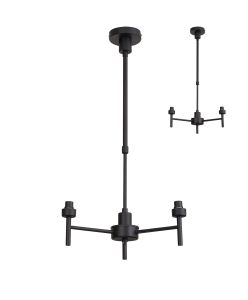 Giuseppe 40cm Satin Black 3 Light G9 Universal Telescopic/Semi Flush (FRAME ONLY), For A Vast Range Of Glass Shades