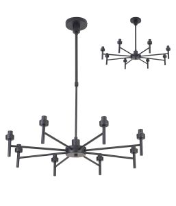 Giuseppe 70cm Satin Black 8 Light G9 Universal Telescopic/Semi Flush (FRAME ONLY), For A Vast Range Of Glass Shades