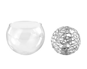 Giuseppe 12x9.5cm Globe Clear Glass With Inner Silver Wire (K) Shade