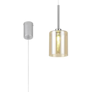 Giuseppe 12cm Single Pendant 2m, 1 x G9, Polished Chrome/Cognac Type B Shade