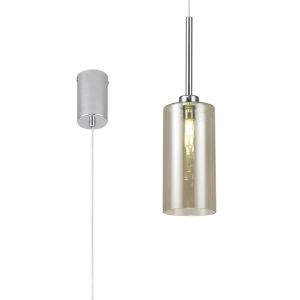 Giuseppe 10cm Single Pendant 2m, 1 x G9, Polished Chrome/Cognac Type A Shade