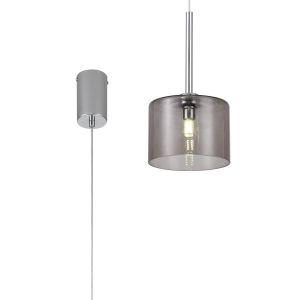 Giuseppe 15cm Single Pendant 2m, 1 x G9, Polished Chrome/Smoked Type C Shade