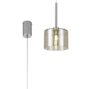 Giuseppe 15cm Single Pendant 2m, 1 x G9, Polished Chrome/Cognac Type C Shade
