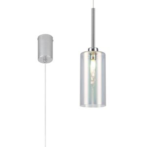 Giuseppe 10cm Single Pendant 2m, 1 x G9, Polished Chrome/Iridescent Type A Shade