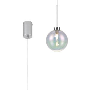 Giuseppe 14cm Single Pendant 2m, 1 x G9, Polished Chrome/Iridescent/Frosted Type G Shade