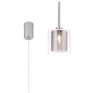 Giuseppe 14cm Single Pendant 2m, 1 x G9, Polished Chrome/Smoked/Clear Type H Shade