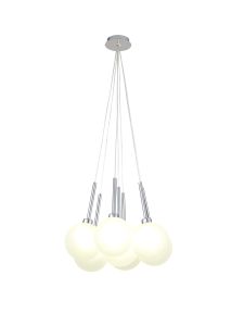 Giuseppe 42cm Cluster Pendant 1.5m, 7 x G9, Polished Chrome/Frosted Type G Shade