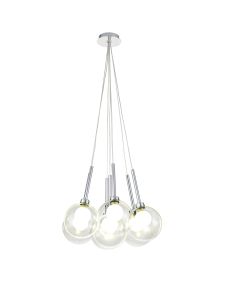 Giuseppe 42cm Cluster Pendant 1.5m, 7 x G9, Polished Chrome/Clear/Frosted Type G Shade