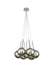 Giuseppe 42cm Cluster Pendant 1.5m, 7 x G9, Polished Chrome/Chrome/Frosted Type G Shade