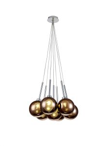 Giuseppe 42cm Cluster Pendant 1.5m, 7 x G9, Polished Chrome/Copper/Frosted Type G Shade