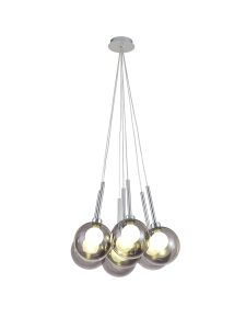 Giuseppe 42cm Cluster Pendant 1.5m, 7 x G9, Polished Chrome/Smoked/Frosted Type G Shade