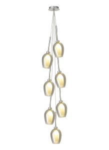 Giuseppe 36cm Cluster Pendant 1.5m, 7 x G9, Polished Chrome/Smoke/Frosted Type D Shade