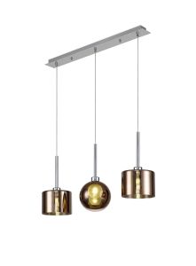 Giuseppe Linear Pendant 2m, 3 x G9, Polished Chrome/Copper/Frosted Type C,G Shade