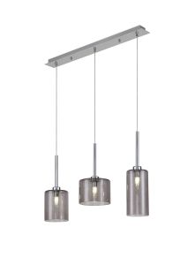 Giuseppe Linear Pendant 2m, 3 x G9, Polished Chrome/Smoked Type A,B,C Shade